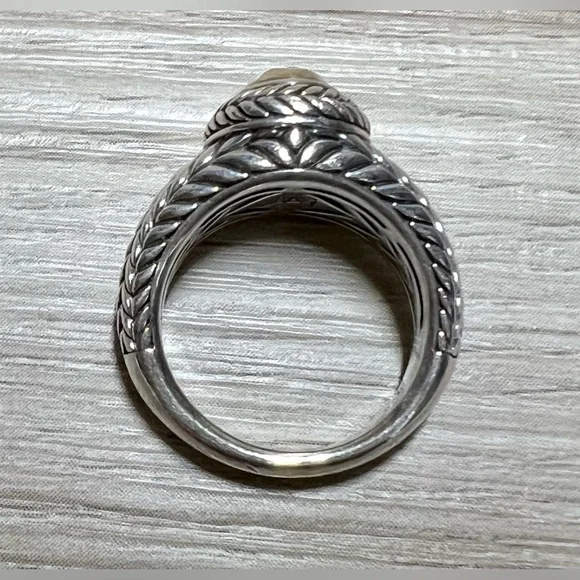 Designer JAI John Hardy Sterling Silver/14 K Gold Basket Weave Ring, Size 5 - Picture 5 of 8